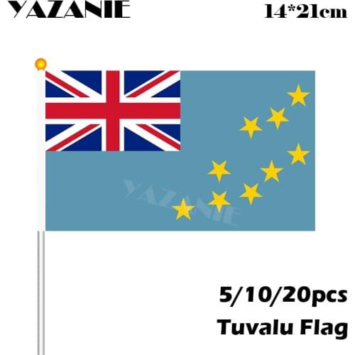 YAZANIE 14*21cm 5/10/20pcs Tuvalu Hand Flag World Countries National Wave Flag Banner Activity/parade/Sports/Home Decoration
