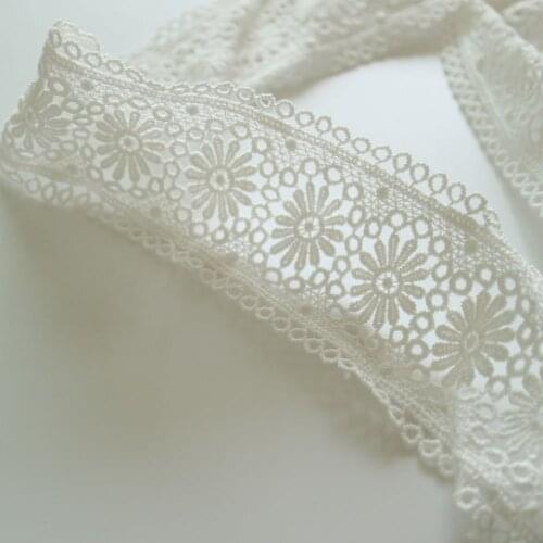 5.4cm*5yards flower hollow embroidered milk silk lace trims DIY Sewing white lace trimming ribbon DIY clothes accessories