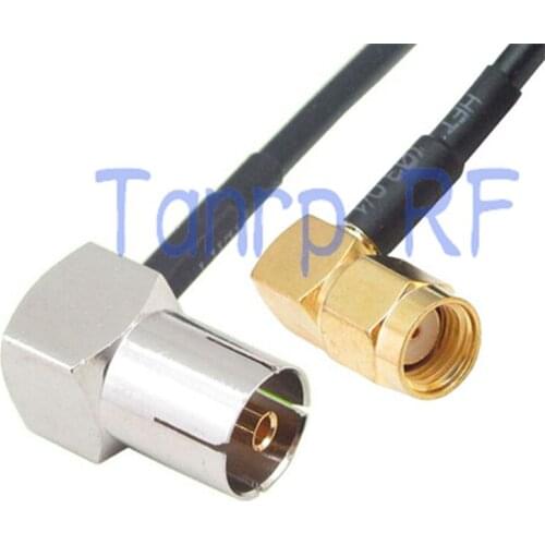 6in TV female jack to RP-SMA male both right angle RF connector adapter 15CM Pigtail coaxial jumper RG174 extension cable