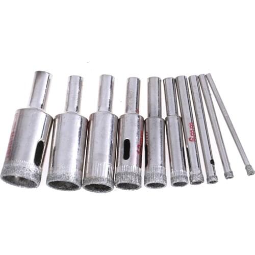 High Quality 10pcs/lot 3mm-18mm Diamond Tool Drill Bit Hole Saw Set for Glass Ceramic