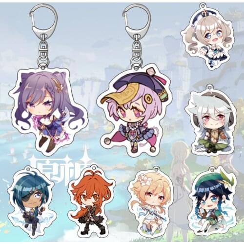 Anime Keychain Genshin Impact Acrylic Keychain Exquisite Printing Craft Cartoon Character Venti Womens Cute Bag Accessories