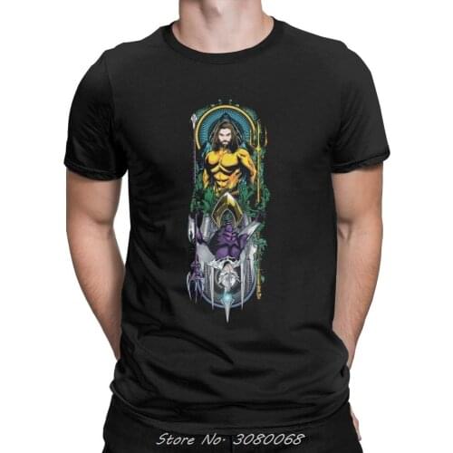 Aquaman T-shirt Orin Orm Reversible Art Nouveau Panel T Shirt Men Funny T-shirts Summrt O-Neck Cotton Tee Shirt Streetwear
