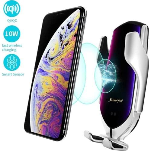 Qi Wireless Charger 10w Fast Charging Phone Holder Mount Infrared induction Automatic Clamping For iPhone Huawei Samsung Xiaomi