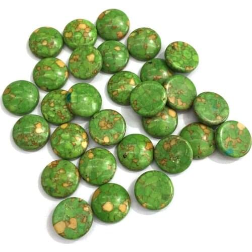 Natural Stone turquoise Cabochon Beads Flat Back Round No Hole Loose Beads For jewelry making DIY Ring Necklace accessories