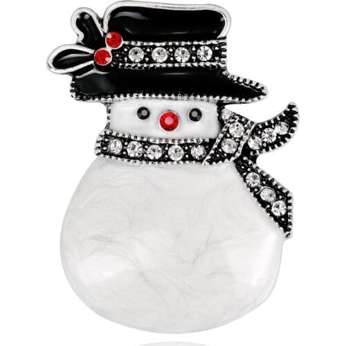 CINDY XIANG New Cute Enamel Snowman Brooches For Women Girls Rhinestone Scarf Brooch Pins Kids Christmas New Year Gifts 2 Colors