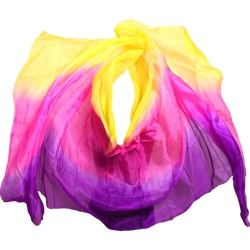 2019 design 100% real silk belly dance veil, cheap dance veils,tari veil wholesale 250 270*114cm Yellow Rose Purple