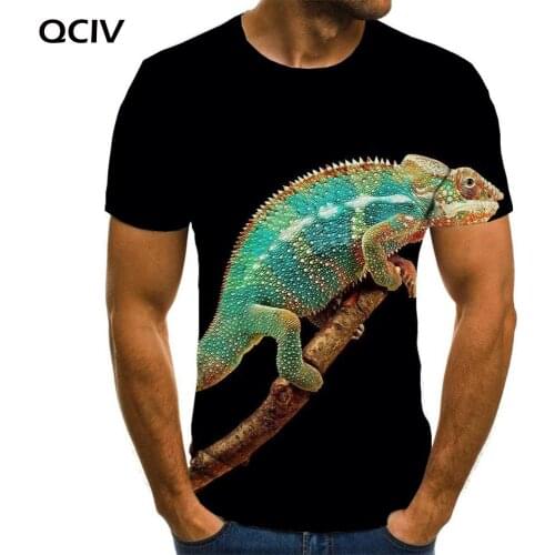 QCIV Brand Lizard T-shirt Men Animal Anime Clothes Black T-shirts 3d Funny Tshirts Casual Short Sleeve summer New Streetwear