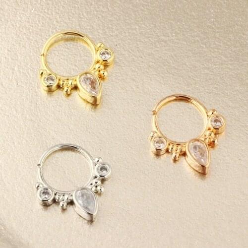 Woman Fake Piercing Trend Gold Color Copper Zircon Rhinestone Female Sexy Accessories Party Personality Punk Women Nose Piercing