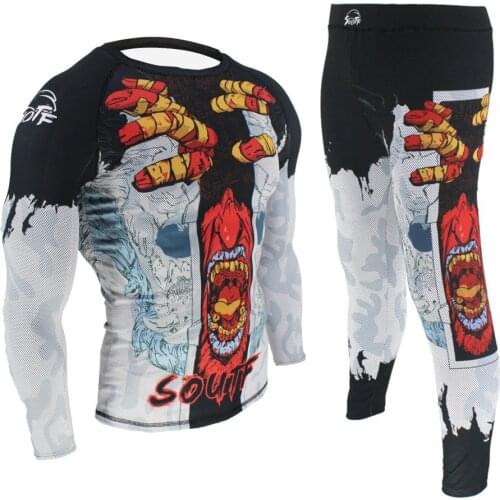 Mma compression shirt + pantalones muay thai Jiu Jitsu bjj rashguard mma t-shirts+pant set rash guard gi boxing jerseys clothing