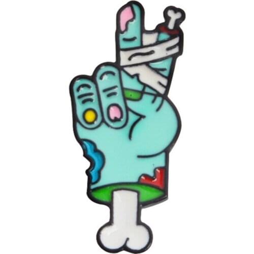 Personality Zombie Hand Brooch Punk Gesture Metal Pin Interesting Zombie Brooch Cloth Hat Bag Accessory Gift For Men Women Kids