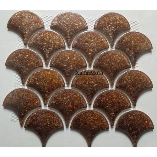 Hot retro brown fish scale ceramic mosaic tile kitchen backsplash bathroom swimming pool wall shower wallpaper background tiles