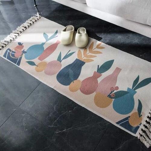 Handmade Linen Cotton Doormat Small Rugs Retro Bohemian Living Room Bathroom Door Mat Sofa Coffee Table Floor Carpet Decor