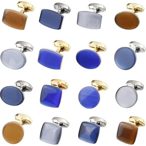 MeMolissa Hot Sale 18 Styles Multicolor Opal Cufflinks Copper Material Cufflink 1 Pair Cuff Link Free Shipping Biggest Promotion