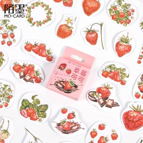 45Pcs Strawberry Fruits Diary Stickers Red Series Mini Stickers Set Decorative Sticker For Notebook DIY Scrapbooking Stationery