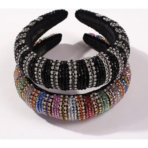 Colorful Beaded Headband Handmade Crystal Rhinestone Hairband Hair Hoop Brida Bridesmaids Wedding Crowns Women Hair Accessories