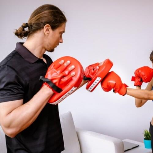 Training Thickened Earthquake-resistant Curved Baffle PU Leather 5-finger Hand Target Curved Boxing Muay Thai Hand Target Sanda