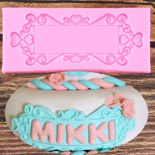 DIY Mirror Fondant Cake Decorating Tools Frame Cupcake Chocolate Wedding Cake Border Silicone Molds Kitchen Baking Moulds