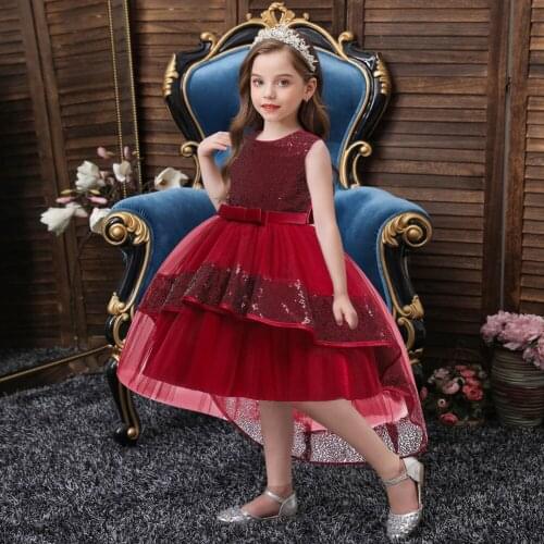 Dress for girls elegant net yarn sequined tail dress sweet princess dress birthday party dress wedding dress childrens dresses