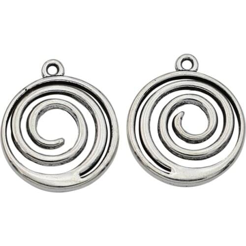 10pcs Antique Silver Plated Swirl Charms Pendants for Jewelry Making DIY Jewelry Accessories Handmade Craft 17mm