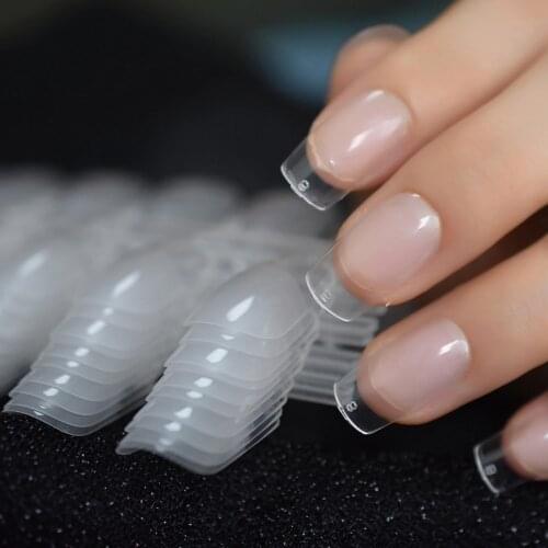 1 lot 10 Kits Clear Matte Manicure Tips Glossy French Nail Tip Transparent 24 Nails Kit Faux Ongles DIY Medium Tips