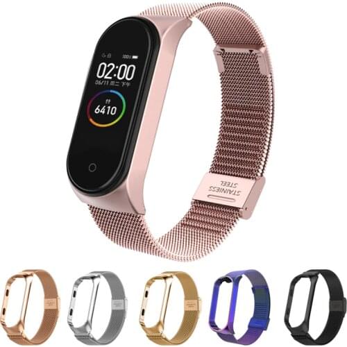 Band Strap For Xiaomi Mi Band 5 4 3 Mi Band Strap For Xiaomi Miband 5 4 3 Bracelet Metal Stainless Steel Watchband Replacement