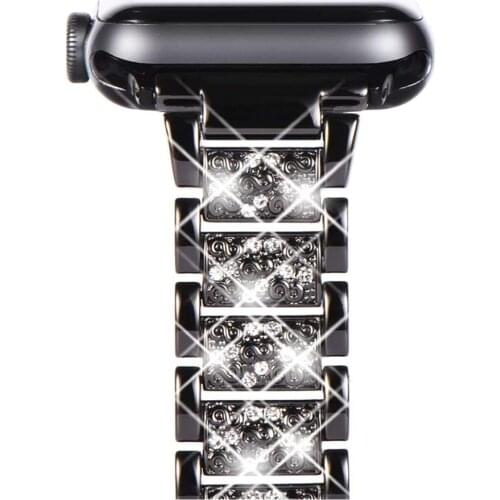 Women Sparkling Bling Crystal Band for Apple Watch 6 SE Strap 40mm 44mm 38mm 42mm Stainless Steel Bracelet for iWatch SE 6 5 4 3