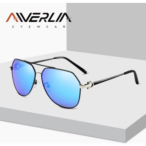 AIVERLIA Classic Polarized Sunglasses Men Blue Mirror Men/Women Classic Pilot Sunglasses Unique Temple Hollow out Eyewear AI08