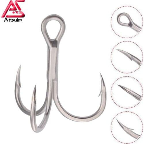 AS 5pcs Treble Sharpened Fish Hooks 2# 4# 6# 8# Lure Fishing Overturned Barbed High Carbon Steel Treble Hooks Fishing Tackle