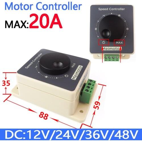 Waterproof High Power 20A DC Motor Controller DC 10V 12V 24V 36V 48V 60V Motor Drive pwm bldc motor controller