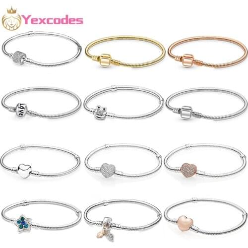 Yexcodes High quality Silver-plated Snake Chain Charm Bracelet Fit Original Men and women Beads Fine Bracelet Jewelry Gifts