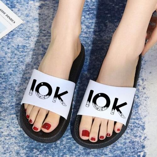 Harajuku 2021 women slippers Summer Beach Open Toe Flip Flops Comfortable outdoor slides Printed Womens Non-slip Slides