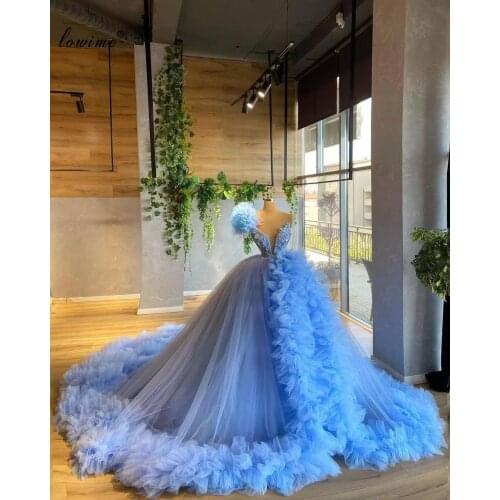 Princess Light Blue Celebrity Dresses Long Beads Award Ceremony Evening Dresses For Women Special Occasion Formal Gowns Vestidos