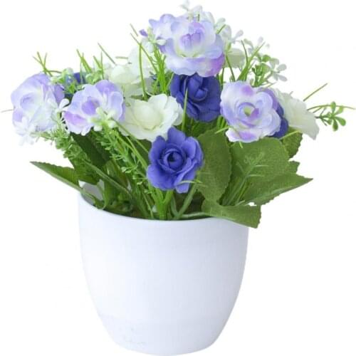 1 Set Artificial Potted Plant Lifelike Decorative Plastic Wide Rose Table Simulation Bonsai for Restaurant Home