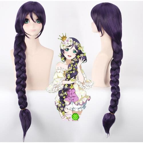 100CM LoveLive! Love Live Cosplay Wigs Nozomi Tojo Purple Long Plait Braids Pigtail Synthetic Hair Adult Cosplay Costume Wig