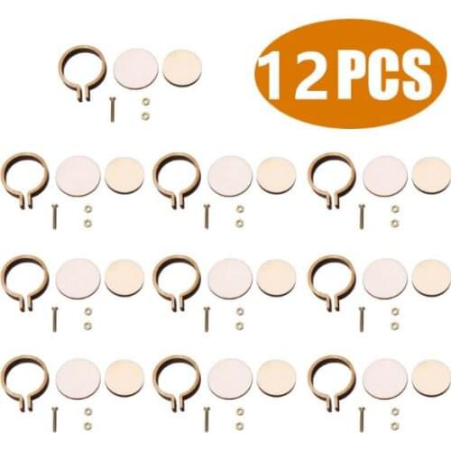 12pcs/Lot Wooden Mini Embroidery Hoop Cross Stitch Frame Handmade Pendant Crafts Embroidery Frame Circle Sewing Kit
