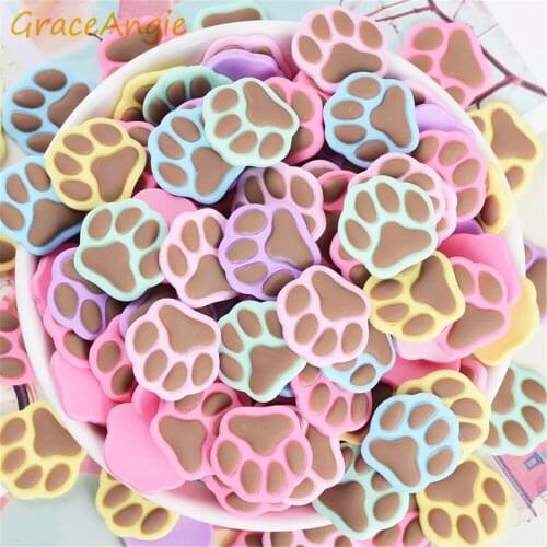 20pcs Mix Resin Slime Beads Animal Crafts Colorful Cat Foot Print Flatbacks Jewelry Accessories DIY Scrapbooking Cute Ornament