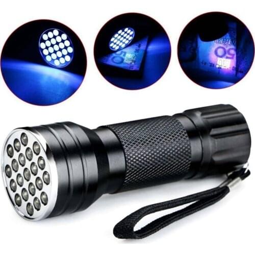 21 LED UV Flashlight 395nm Ultra Violet Torch Inspection Blacklight Portable Flashlight Torch Light Lamp Outdoor