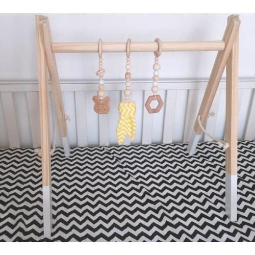 3Pcs/Set Nordic Cartoon Baby Wooden Rabbit Ear Toy Pendant Gym Fitness Rack Ornament Toddler Infant Room Decorations