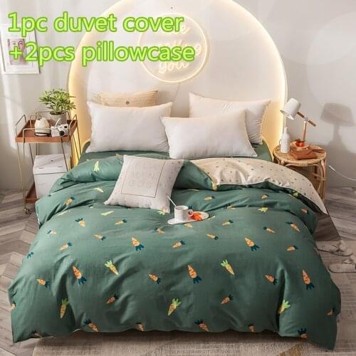 HOT Modern 3pcs Home King size Bedding set Stripes Lemon carrot mushroom cotton duvet cover set 2pc pillowcase duvet cover set