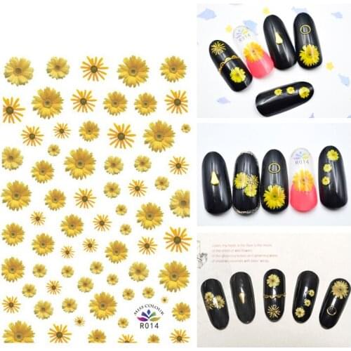 3D Stickers for Nails Self-adhesive Design Blooming Chrysanthemum Nail Art Decorations Decals Foil Wrap Manicure Accessories