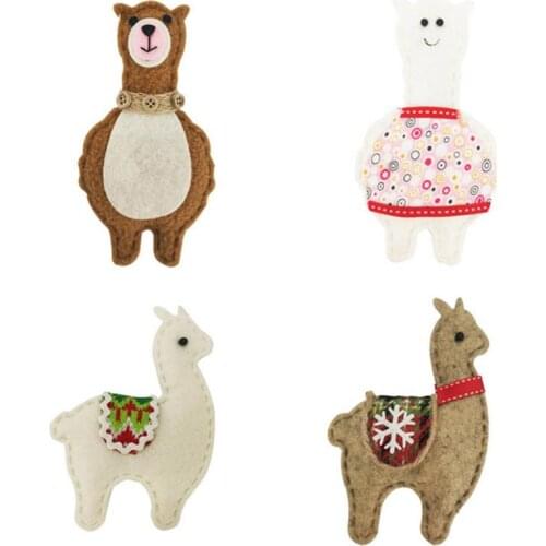 4PCS Mini Felt Christmas Tree Pendants Plush Alpaca Set Christmas Hanging Ornaments Decoration Christmas Decoration Felt Pendant