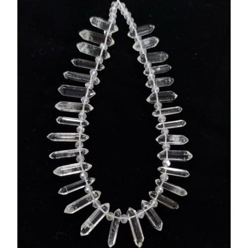 6x30mm High Quality Natural White Quartz Stone Beads Healing Crystal Double Point GEM PENDANT For Jewelry DIY Bracelet Necklace