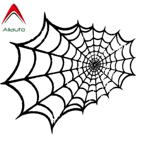 Aliauto Cartoon Car Sticker Personality Spider Web Vinyl Waterproof Reflective Decal Black/silver Accessories,20cm*17cm