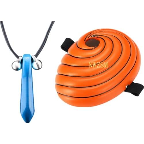 Anime Uchiha Mask Tobi Obito Akatsuki Ninja Madara Cosplay Costumes Resin Masks Ring necklace set Halloween