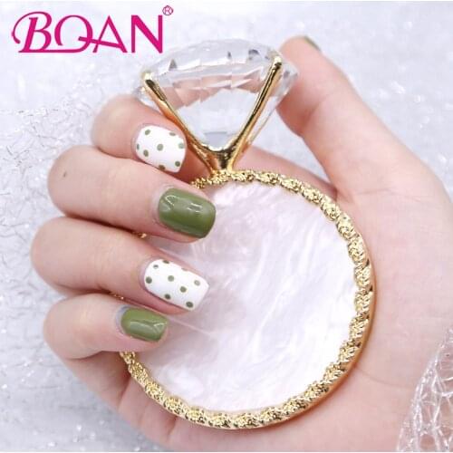 BQAN False Nail Art Plate Tips Display Plate Stand Golden Rim Agate Palette Rhinestone Nail Polish Gel Photo Props Showing Tool
