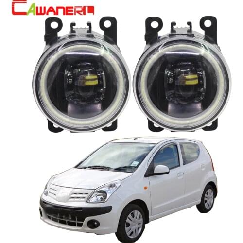 Cawanerl For Nissan Pixo UA0 Hatchback 2009 2010 2011 2012 2013 Car 4000LM LED Fog Light Angel Eye DRL Daytime Running Light 12V