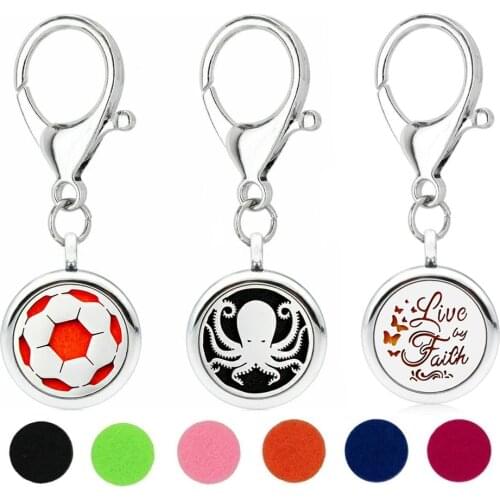 Live by Faith Key Chain Essential Oil Perfume Diffuser 25mm Magnetic Locket with Lobster Clasp Key Ring 5pcs Pads Free