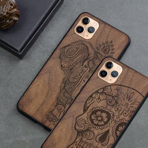 New Wood Case For iPhone 11/iPhone 11 Pro/Max Real Wooden TPU Phone Case For iPhone X XR XS Max 7 8 Plus SE 2020