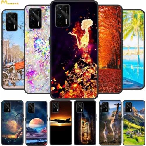 For Realme GT 5G Case Soft Silicone Phone Cover for Realme GT Neo Case Black TPU Bumper For Realme Q3 Pro 5G Cover Funda Tiger