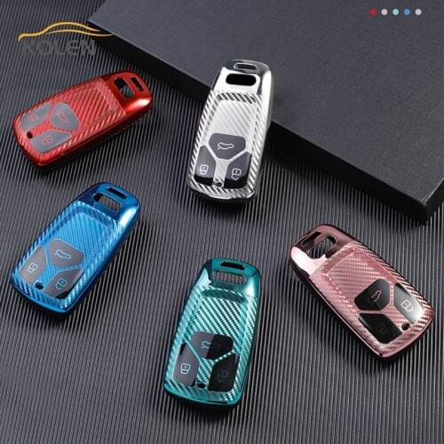 Carbon Fiber TPU Car Smart Key Case Cover For Audi A1 A4 A5 A6 A7 A8 B6 B7 B8 B9 TT 8S Q3 Q5 Q7 S5 Protection Holder Shell Fob